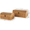 imageDeco 79 Wood Decorative Box Decorative Keepsake Boxes with Lid Set of 2 Storage Boxes 10quot 7quotW BrownBrown