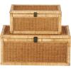 imageDeco 79 Wood Decorative Box Decorative Keepsake Boxes with Lid Set of 2 Storage Boxes 10quot 7quotW BrownBrown