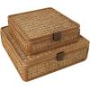 imageDeco 79 Wood Decorative Box Decorative Keepsake Boxes with Lid Set of 2 Storage Boxes 10quot 7quotW BrownBrown