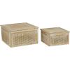 imageDeco 79 Wood Decorative Box Decorative Keepsake Boxes with Lid Set of 2 Storage Boxes 10quot 7quotW BrownBrown