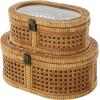 imageDeco 79 Wood Decorative Box Decorative Keepsake Boxes with Lid Set of 2 Storage Boxes 10quot 7quotW BrownBrown