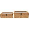 imageDeco 79 Wood Decorative Box Decorative Keepsake Boxes with Lid Set of 2 Storage Boxes 10quot 7quotW BrownBrown