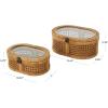 imageDeco 79 Wood Decorative Box Decorative Keepsake Boxes with Lid Set of 2 Storage Boxes 10quot 7quotW BrownBrown