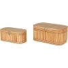 imageDeco 79 Wood Decorative Box Decorative Keepsake Boxes with Lid Set of 2 Storage Boxes 10quot 7quotW BrownBrown
