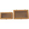 imageDeco 79 Wood Decorative Box Decorative Keepsake Boxes with Lid Set of 2 Storage Boxes 10quot 7quotW BrownBrown