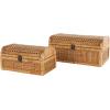 imageDeco 79 Wood Decorative Box Decorative Keepsake Boxes with Lid Set of 2 Storage Boxes 10quot 7quotW BrownBrown