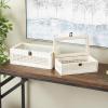imageDeco 79 Wood Decorative Box Decorative Keepsake Boxes with Lid Set of 2 Storage Boxes 10quot 7quotW BrownCream