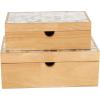 imageDeco 79 Wood Decorative Box Decorative Keepsake Boxes with Lid Set of 2 Storage Boxes 10quot 7quotW BrownLight Brown