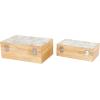 imageDeco 79 Wood Decorative Box Decorative Keepsake Boxes with Lid Set of 2 Storage Boxes 10quot 7quotW BrownLight Brown