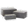 imageDeco 79 Wood Floral Decorative Box Decorative Keepsake Boxes with Hinged Lid Set of 3 Storage Boxes 8quot 10quot 12quotW Gray