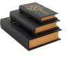 imageDeco 79 Wooden Decorative Box Faux Book Book Shaped Boxes with World Map Cover Set of 3 Decorative Keepsake Boxes 14quot 12quot 9quotH Multi ColoredBlack