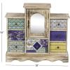 imageDeco 79 Wooden Decorative Jewelry Box 7 Drawers Jewelry Organizer with Patchwork Patterns Jewelry Holder 18quot x 6quot x 16quot Light BrownLight Brown