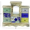 imageDeco 79 Wooden Decorative Jewelry Box 7 Drawers Jewelry Organizer with Patchwork Patterns Jewelry Holder 18quot x 6quot x 16quot Light BrownLight Brown