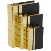 imageCosmoLiving by Cosmopolitan Faux Leather Decorative Box Faux Storage Book Book Shaped Boxes with Black Cover and Striped Spine Set of 3 Decorative Keepsake Boxes 12quot 9quot 6quotH GoldGold