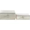 imageDeco 79 Leather Handmade Decorative Box Cowhide Storage Decorative Keepsake Boxes with Loop Fastener Set of 2 Storage Boxes 11quot 10quotW Gray