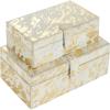imageDeco 79 Leather Handmade Decorative Box Decorative Keepsake Boxes with Gold Foil Paint Set of 2 Storage Boxes 8quot 10quotW Gold