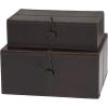 imageDeco 79 Leather Handmade Decorative Box Storage Decorative Keepsake Boxes with Leather Loop Closure and Detailed Stitching Set of 2 Storage Boxes 11quot 10quot W Dark Brown