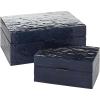 imageDeco 79 Mother of Pearl Shell Decorative Box Mosaic Storage Decorative Keepsake Boxes with Taupe Accents Set of 2 Storage Boxes 12quot 8quotW BeigeDark Blue