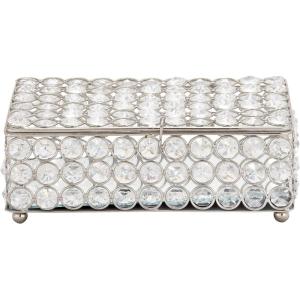 imageDeco 79 Metal Decorative Jewelry Box Jewelry Organizer with Crystal Accents Jewelry Holder 8quot x 4quot x 3quot SilverSilver