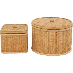 imageThe Novogratz Rattan Decorative Box Storage Decorative Keepsake Boxes Set of 2 Storage Boxes 6quot 5quotH Brown