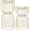 imageCosmoLiving by Cosmopolitan Metal Pillar Candle Holder Set of 2 13quot 10quotH Gold