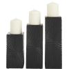 imageCosmoLiving by Cosmopolitan Wood Geometric Carved Pillar Candle Holder Set of 3 12quot 10quot 8quotH GoldBlack
