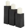 imageCosmoLiving by Cosmopolitan Wood Geometric Carved Pillar Candle Holder Set of 3 12quot 10quot 8quotH GoldBlack