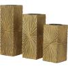 imageCosmoLiving by Cosmopolitan Wood Geometric Carved Pillar Candle Holder Set of 3 12quot 10quot 8quotH GoldGold