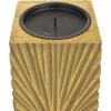 imageCosmoLiving by Cosmopolitan Wood Geometric Carved Pillar Candle Holder Set of 3 12quot 10quot 8quotH GoldGold
