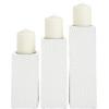 imageCosmoLiving by Cosmopolitan Wood Geometric Carved Pillar Candle Holder Set of 3 12quot 10quot 8quotH GoldWhite