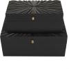 imageCosmoLiving by Cosmopolitan Wood Geometric Decorative Box Decorative Keepsake Boxes with Hinged Lid Set of 2 Storage Boxes 10quot 8quotW GoldBlack