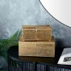 imageCosmoLiving by Cosmopolitan Wood Geometric Decorative Box Decorative Keepsake Boxes with Hinged Lid Set of 2 Storage Boxes 10quot 8quotW GoldGold