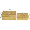 imageCosmoLiving by Cosmopolitan Wood Geometric Decorative Box Decorative Keepsake Boxes with Hinged Lid Set of 2 Storage Boxes 10quot 8quotW GoldGold