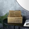 imageCosmoLiving by Cosmopolitan Wood Geometric Decorative Box Decorative Keepsake Boxes with Hinged Lid Set of 2 Storage Boxes 10quot 8quotW GoldGold