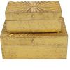 imageCosmoLiving by Cosmopolitan Wood Geometric Decorative Box Decorative Keepsake Boxes with Hinged Lid Set of 2 Storage Boxes 10quot 8quotW GoldGold