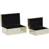 imageCosmoLiving by Cosmopolitan Wooden Geometric Decorative Box Hinged Lid Decorative Keepsake Boxes Set of 2 Storage Boxes 11quot 9quotW GoldJewley Box