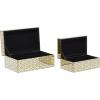 imageCosmoLiving by Cosmopolitan Wooden Geometric Decorative Box Hinged Lid Decorative Keepsake Boxes Set of 2 Storage Boxes 11quot 9quotW GoldJewley Box