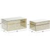 imageCosmoLiving by Cosmopolitan Wooden Geometric Decorative Box Hinged Lid Decorative Keepsake Boxes Set of 2 Storage Boxes 11quot 9quotW GoldJewley Box