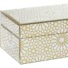 imageCosmoLiving by Cosmopolitan Wooden Geometric Decorative Box Hinged Lid Decorative Keepsake Boxes Set of 2 Storage Boxes 11quot 9quotW GoldJewley Box