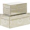 imageCosmoLiving by Cosmopolitan Wooden Geometric Decorative Box Hinged Lid Decorative Keepsake Boxes Set of 2 Storage Boxes 11quot 9quotW GoldJewley Box