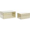 imageCosmoLiving by Cosmopolitan Wooden Geometric Decorative Box Hinged Lid Decorative Keepsake Boxes Set of 2 Storage Boxes 11quot 9quotW GoldJewley Box