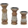imageDeco 79 Country Cottage Wood Candle Holder 3 PIECES SMALL SIZE Bronze
