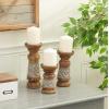 imageDeco 79 Country Cottage Wood Candle Holder 3 PIECES SMALL SIZE Bronze