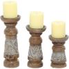 imageDeco 79 Country Cottage Wood Candle Holder 3 PIECES SMALL SIZE Bronze