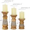 imageDeco 79 Country Cottage Wood Candle Holder 3 PIECES SMALL SIZE Bronze