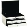 imageDeco 79 Glass Decorative Jewelry Box Mirrored 4 Drawer Jewelry Organizer with Flip Top Storage Jewelry Holder 11quot x 9quot x 6quot Silver