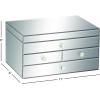 imageDeco 79 Glass Decorative Jewelry Box Mirrored 4 Drawer Jewelry Organizer with Flip Top Storage Jewelry Holder 11quot x 9quot x 6quot Silver