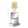 imageDeco 79 Glass Pillar Candle Holder with Mirrored Sides 4quot x 4quot x 10quot Silver4x10