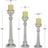 imageDeco 79 Glass Solid Candle Holder Set of 3 12quot 16quot 19quotH SilverSilver