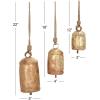 imageDeco 79 Gold Metal Tibetan Inspired Decorative Giant XL Cow Bells with Jute Hanging Rope Set of 3 10quot8quot6quotH  CylindricalDark Gold